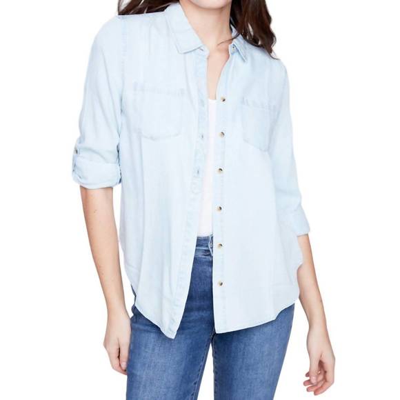 NEW CHARLIE B button down blouse in denim - Picture 1 of 3